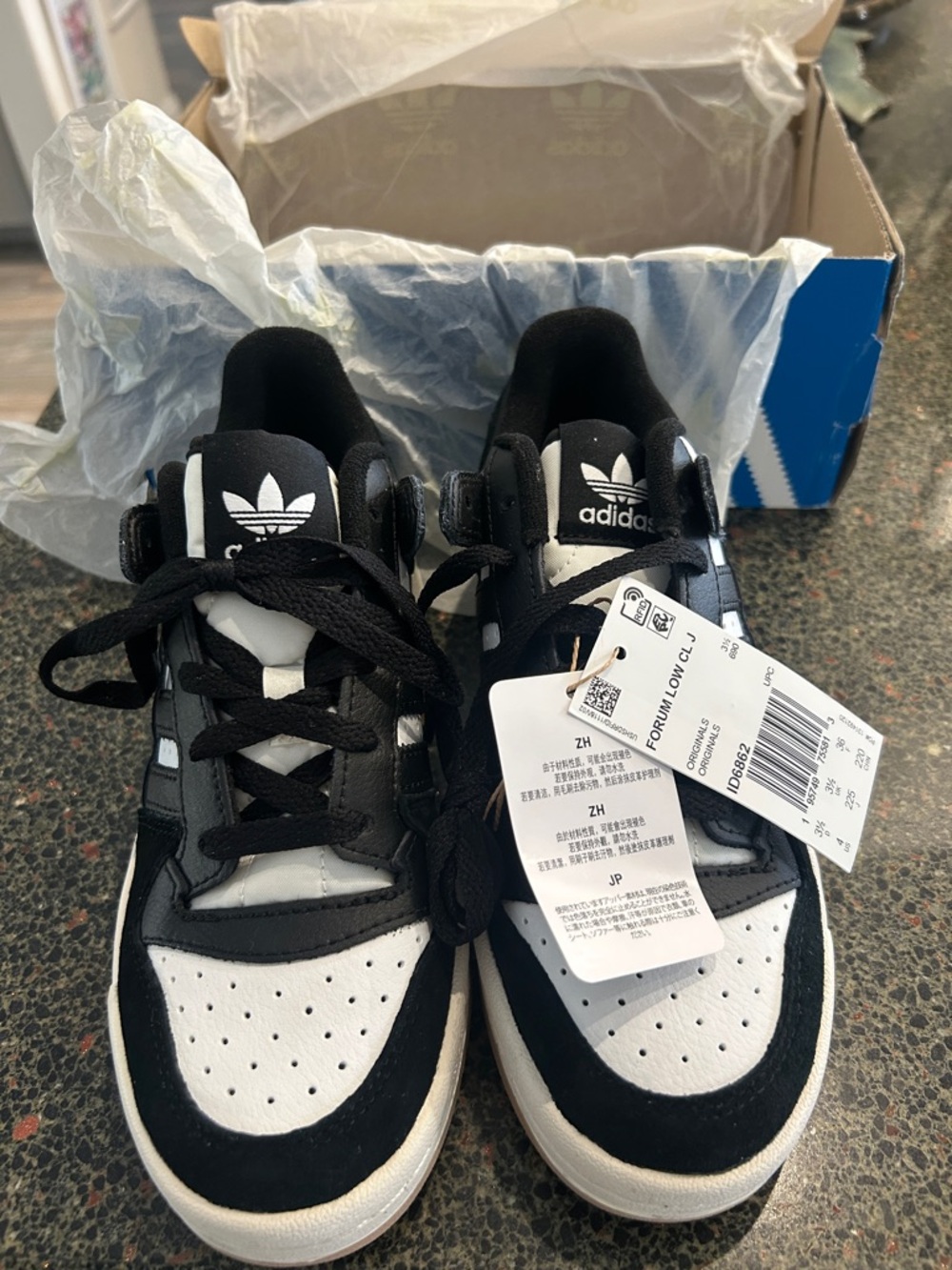 Adidas  Kids Black and White Sneakers with Classic 3-Stripes - Picture 3 of 6